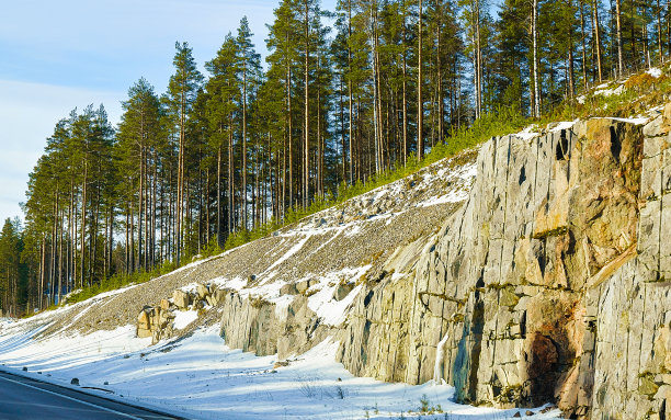 雪地里的森林在冬季的路罗瓦涅米反射图片下载