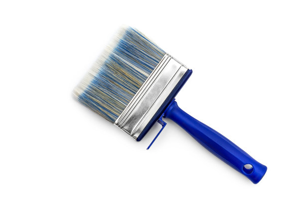 白色背景上的蓝色画笔。图片下载