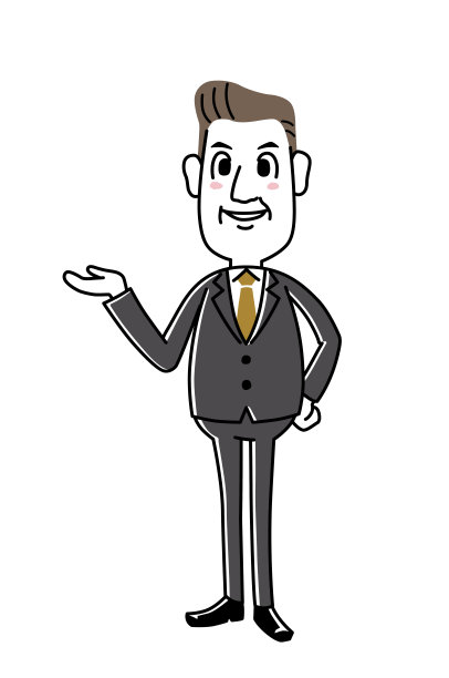 微笑中年商人指南手势图片下载