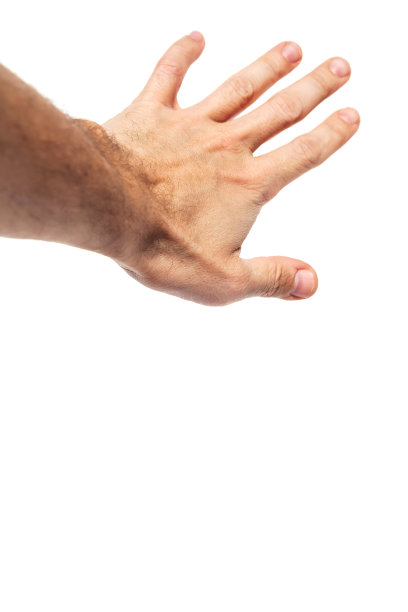 男性的手显示停止手势孤立在白色图片下载