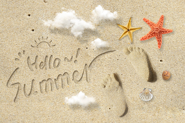 凉爽的夏日沙滩波浪背景图片下载