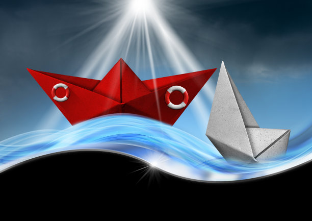 红纸救援船和沉在海里的船图片下载