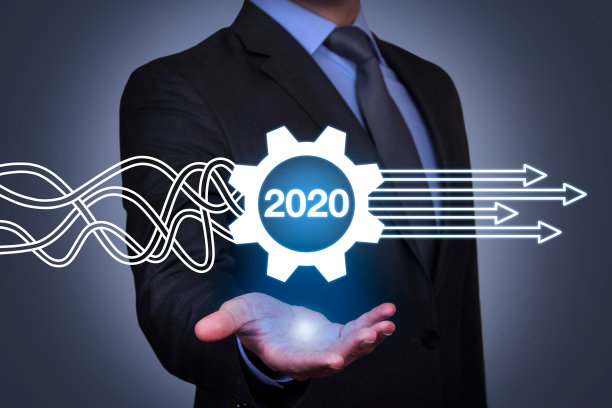 新年目标超过人类的手在视觉屏幕上图片下载