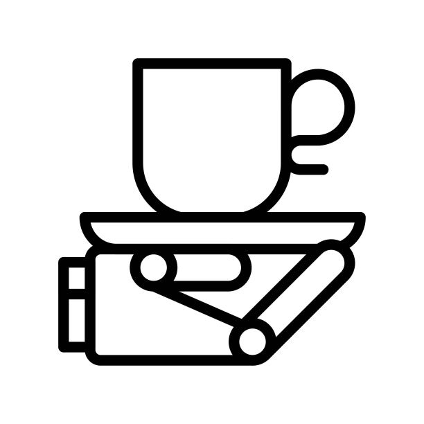 机器人手拿咖啡杯矢量图机器人相关线条设计图标图片下载