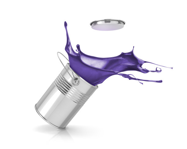 金属罐里的蓝色油漆图片下载