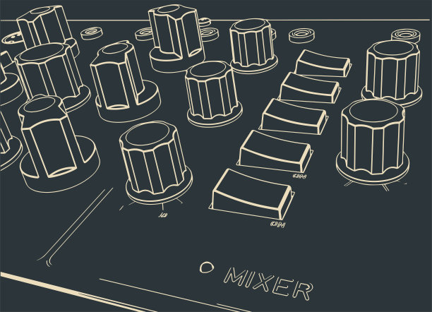 工作室设备混频器特写图片下载