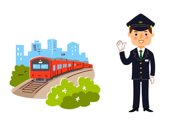 有火车和车站工作人员的景观图片下载