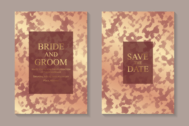 一套现代豪华婚礼邀请设计或名片模板的商务或演示或问候。图片下载