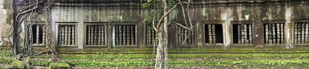 明米里窗口全景，吴哥窟庙宇建筑群，暹粒，柬埔寨图片下载