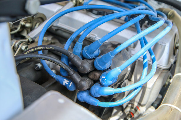 跑车引擎的细节。这是一辆历史悠久的拉力赛车。可见配电盘。图片下载