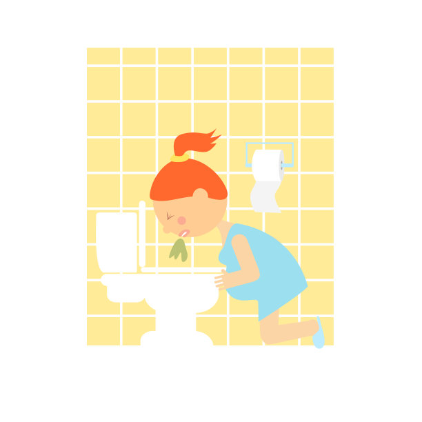 卡通女性晨吐。妊娠症状的迹象图片下载
