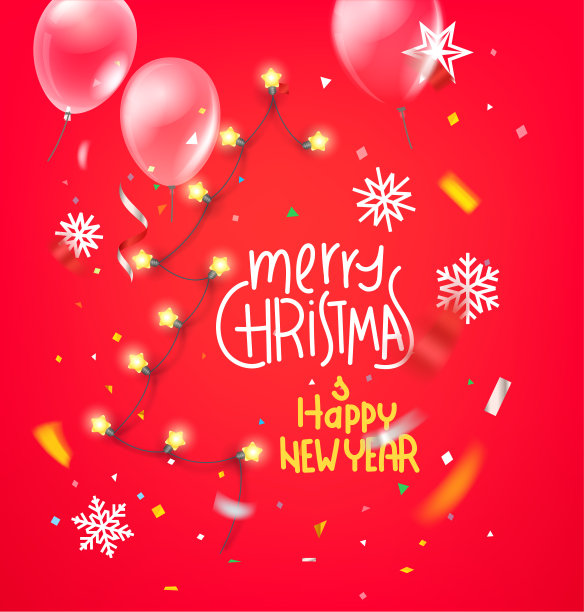 圣诞快乐和新年祝福卡片与抽象圣诞树的花环图片下载