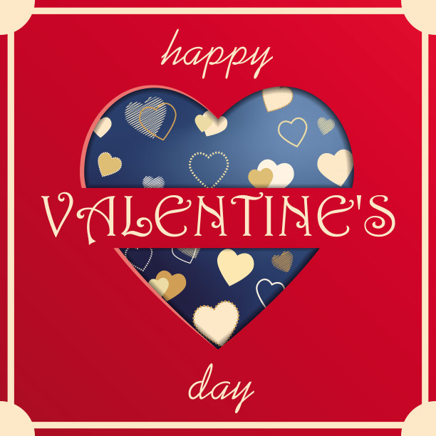 心形、剪纸风格的情人节快乐卡片图片下载