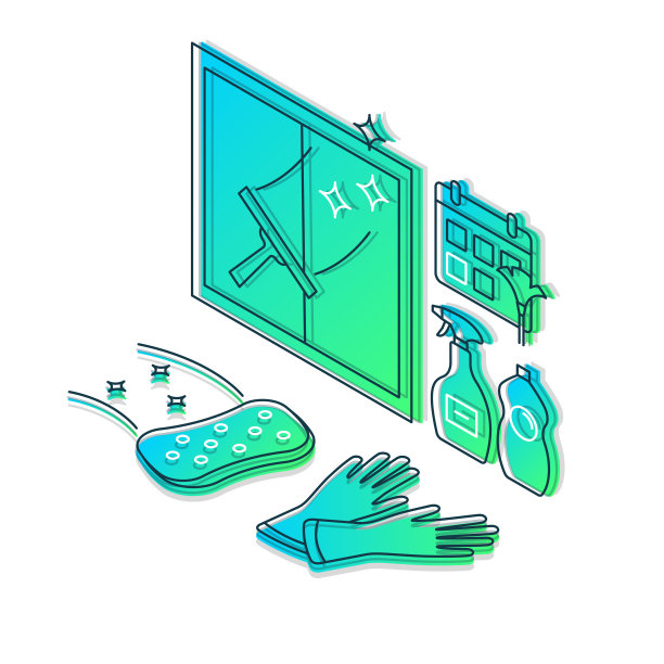 清洁服务等距彩色矢量插图图片下载