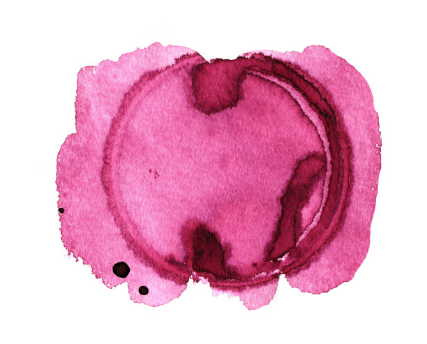 白色背景上分离出红酒污渍。葡萄酒口感水彩图片下载