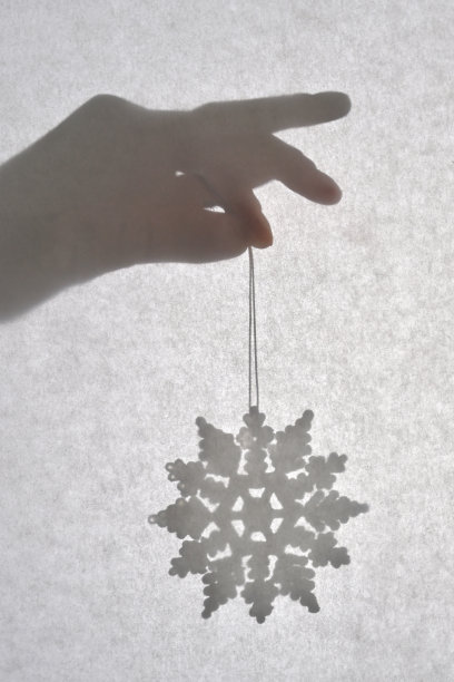 白色雪花圣诞装饰对一个模糊，磨砂玻璃图片下载