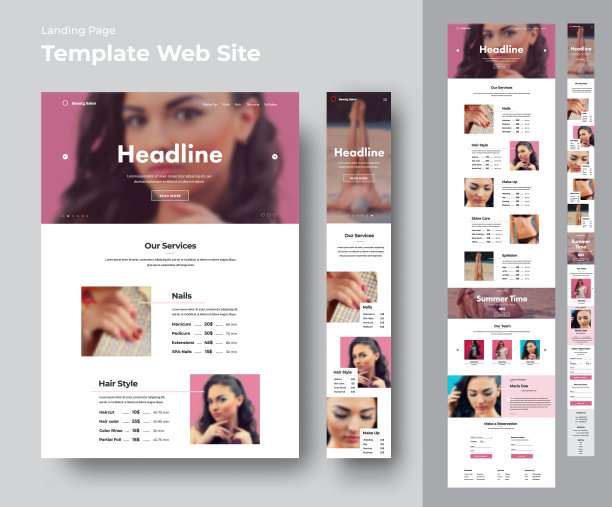 一个美容沙龙的网站模板与地方的照片。图片下载