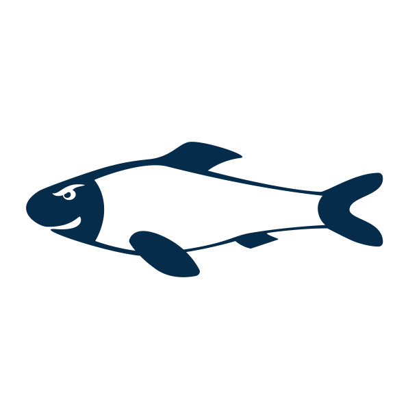 愤怒的鱼标志，标志孤立在白色的背景。鲑鱼图标。设计元素。矢量插图。图片下载