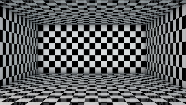 抽象的黑白格子瓷砖房间图片下载