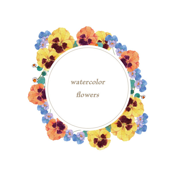 三色堇花框架图片下载