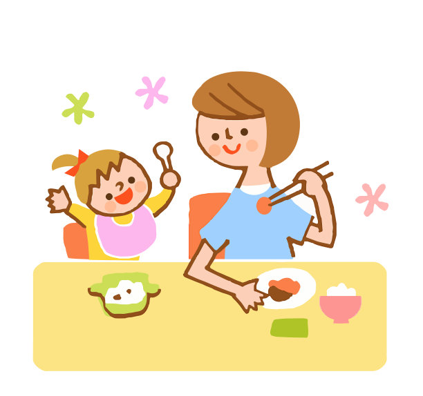 日本妈妈和宝宝一起吃饭图片下载