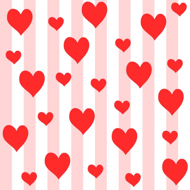 红心无缝图案，矢量绘图图片下载