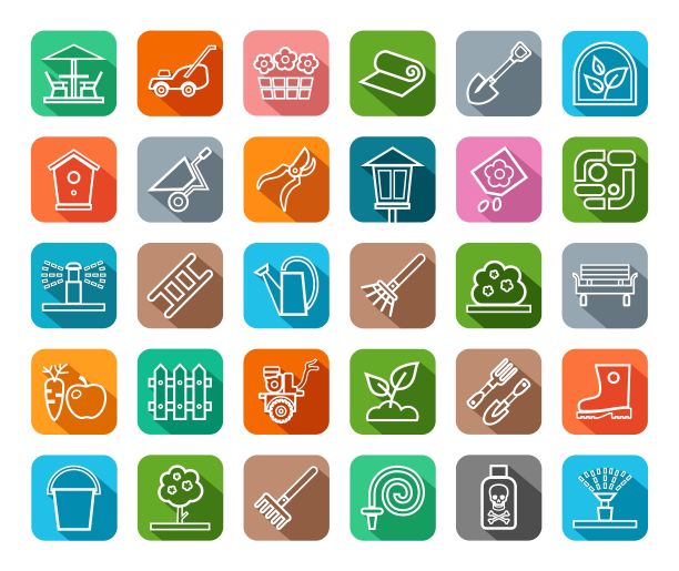 景观设计，图标，线条，颜色，向量。图片下载