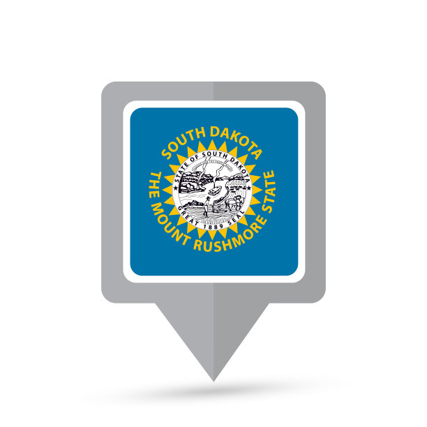 南达科他州旗地图图标图片下载