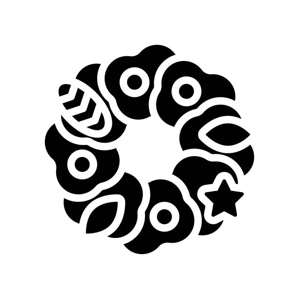 圣诞花环矢量插图，固体设计图标图片下载