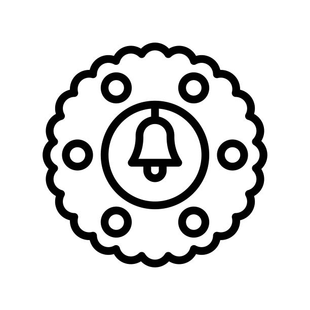 圣诞花环矢量插图，线条设计图标图片下载