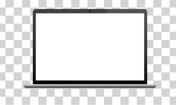 真实的黑色笔记本模拟。等距前视图与键盘和空白屏幕。图片下载