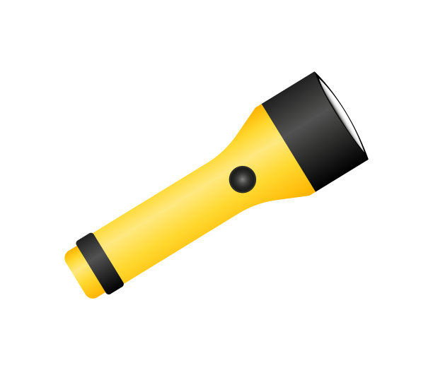 现实的黄色的手电筒。图片下载