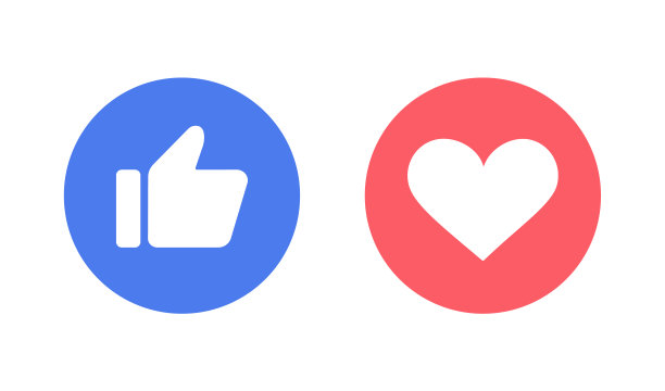 点赞和心形图标。喜欢和心脏。图片下载