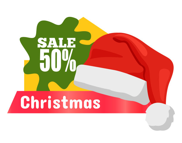 半价圣诞销售卡矢量插图图片下载