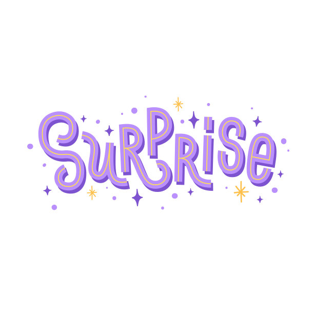 惊喜。手绘字体。图片下载