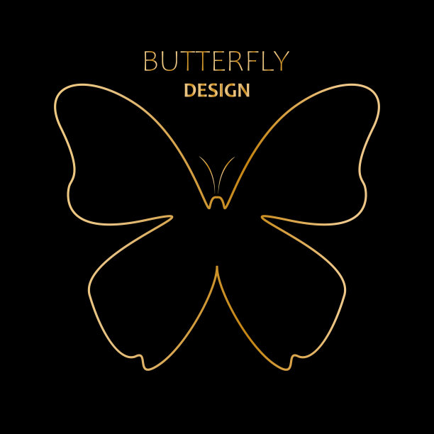 抽象的标志会徽设计，蝴蝶剪影，插图印刷和包装。图片下载