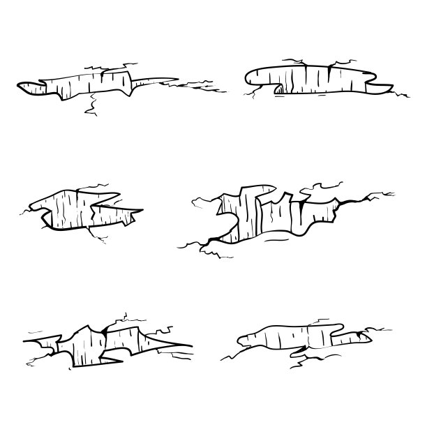 handdrawn地面裂缝。地震裂缝、孔洞效应和裂缝表面。老化或干燥地面效果插图卡通涂鸦风格图片下载
