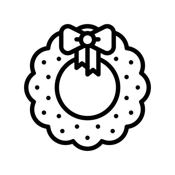 圣诞花环矢量插画，线条设计图标图片下载