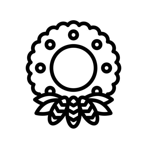 圣诞花环矢量插画，线条设计图标图片下载