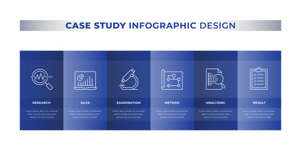 案例研究信息图设计。时间轴信息图与6个选项。向量模板。股票插图图片下载
