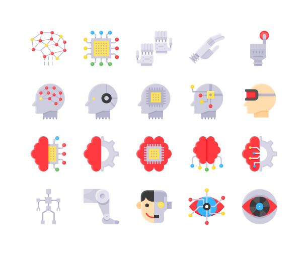 人工相关平面设计图标集，矢量插图图片下载