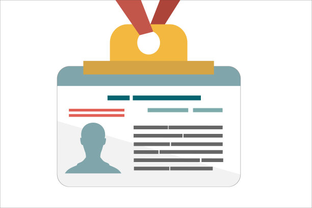 按徽章ID或识别卡图标在圆圈孤立的白色背景。矢量图图片下载