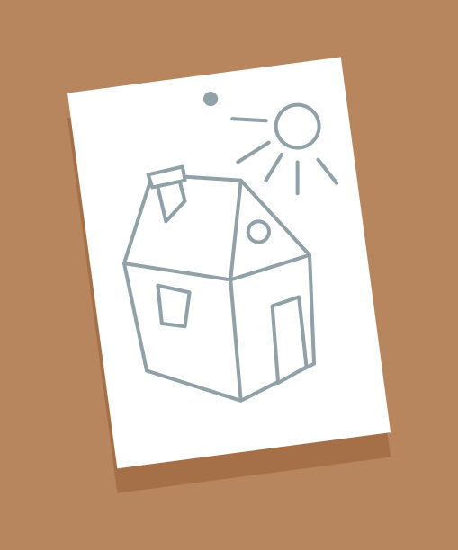 房子和太阳素描图片矢量插图图片下载