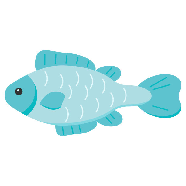 矢量可爱的鱼平面设计剪影图标孤立在白色的背景。图片下载