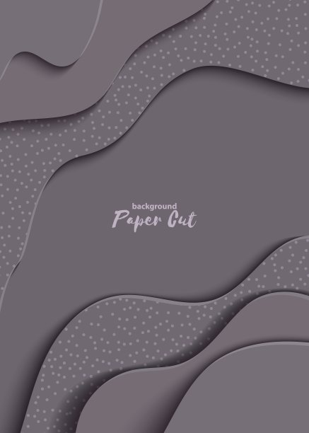 灰色纸切割3d背景。抽象现实剪纸波浪层与光圈纹理。矢量插图传单布局模板图片下载