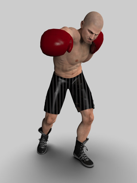拳击手投掷猛击观众全身3d渲染图片下载