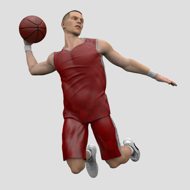单手扣篮前视图弯曲膝盖3d渲染图片下载