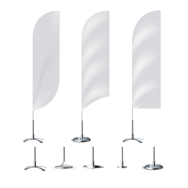 现实的旗帜3d模型在白色的背景。图片下载