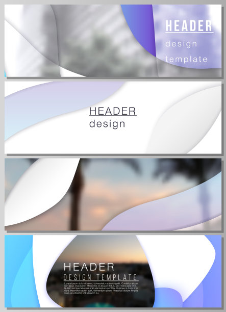 标题、横幅设计模板的可编辑布局的极简矢量插图。蓝色渐变抽象动态形状，彩色几何模板设计。图片下载