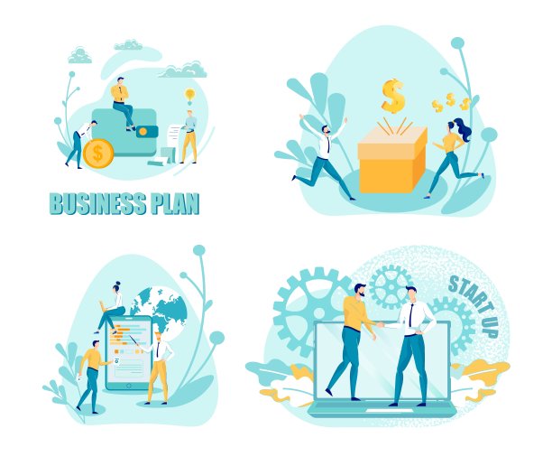 成功启动平面矢量插图集图片下载